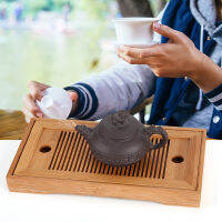 Bamboo Tea Tray Chinese Gongfu Tea Mini Serving Table for Teahouse Home Office โต๊ะเสิร์ฟขนาดเล็กที่หรูหราถาดน้ำชาไม้ไผ่แผ่นไม้ไผ่สำหรับโรงน้ำชาสำหรับบ้าน