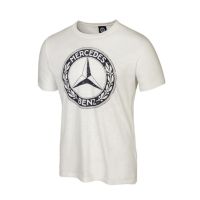 เสื้อยืดแขนสั้นคอกลมMercedes-Benz เสื้อคอกลม สีขาว สกรีนโลโก้ดาวเบนซ์คลาสสิก โลโก้ 1962 วัสดุผลิตจากผ้าฝ้ายทอด้วยด้ายสลั