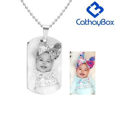Personalized Photo Engrave Pendant Dog Tag Keychain Necklace Gift Silver Color Stainless Steel Custom Picture Fashion Jewelry