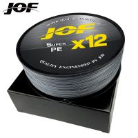 JOF ด้าย X12ความแข็งแรงมาก25 ~ 92Lb 500M300m ตกปลาเอ็นตกปลาสายตกปลาแบบถัก100M สีเทา