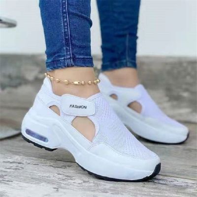 Mesh Hollow Womens Summer Sports Shoes Lightweight Thick-soled Flying Uppers Casual Shoes