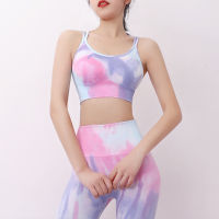 New Seamless Yoga Tops Women Clothing Tracksuit Gym Clothes Workout Set Lulu Outfit Fitness Shark Sportswear Tie Dye Sports Bra