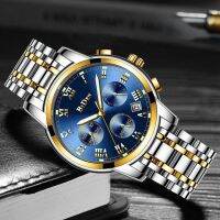 ♣ BIDEN Mens Quartz Watch True Three Eyes Chronograph Date Wristwatch Waterproof Luminous Calendar Clocks Gifts relogio masculino