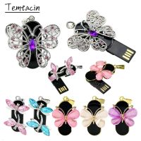 Crystal Necklace Butterfly USB Flash Drive 16GB 32GB 64GB 128GB Mini Dragonfly Pendant Pen Drive 256GB Pendrive USB Memory Stick