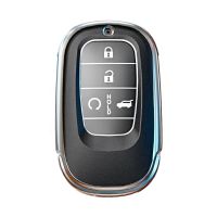 {Lili Car product} ซองหนัง TPU แบบมีกระดุม4เม็ดสำหรับ Kunci Remote Mobil Honda CR-V CRV ซิวิคแอคคอร์ด2021 2022อุปกรณ์เสริมแบบไม่มีกุญแจ