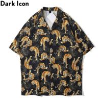 ✐✜■ เสื้อเชิ้ตโปโลแ ขนสั้นลาย Dark Tiger แฟชั่นสําหรับผู้ชาย