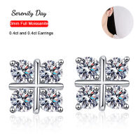 Serenity วัน D สี3มิลลิเมตรเต็ม Moissanite ต่างหูสำหรับผู้หญิง100 S925 0.8ct เงินสเตอร์ลิง A คู่สตั๊ดหูแผ่น Pt950เครื่องประดับ