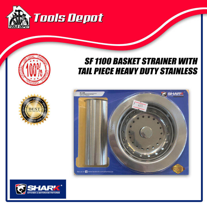 SHARK SF1100 BASKET STRAINER WITH TAIL PIECE HEAVY DUTY STAINLESS