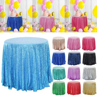【CW】 60cm Round Table Cover Glitter Sequin Gold/silver Tablecloth Wedding Multi-color Tab