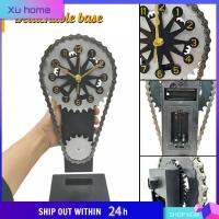 XU HOME โลหะสำหรับตกแต่ง นาฬิกาโซ่เกียร์ งานฝีมืองานประดิษฐ์ กลไกลม นาฬิกาเกียร์หมุน สร้างสรรค์และสร้างสรรค์ นาฬิกาตั้งโต๊ะ ของตกแต่งบ้าน