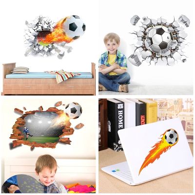 [24 Home Accessories] 3d สดใสฟุตบอลลูกฟุตบอลสติ๊กเกอร์ติดผนังตกแต่งบ้านห้องนั่งเล่นสติ๊กเกอร์ติดผนังตกแต่ง Diy ภาพจิตรกรรมฝาผนังศิลปะพีวีซีโปสเตอร์