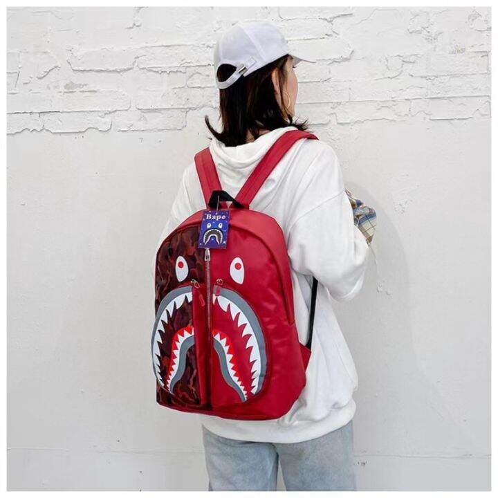 2023-new-shark-school-bag-personalized-graffiti-student-backpack-mens-and-womens-fashion-trend-travel-bag