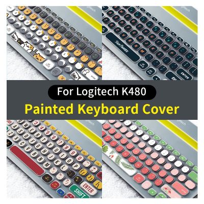 for Wireless Keyboard Cover Logitech K480 Wireless Colorful US Soft Silicone Film Case Slim Thin in English
