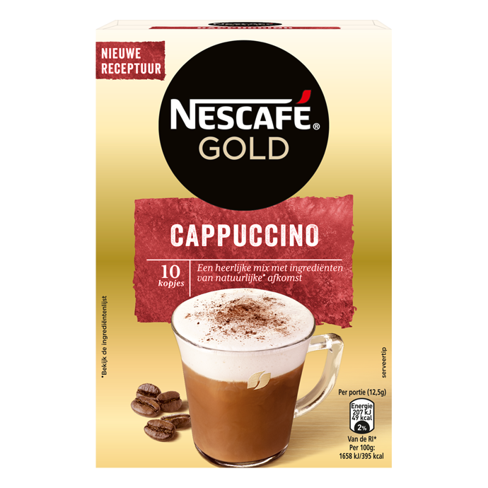 Nescafe Gold Cappuccino Drink Coffee Soluble Milk Foam 10 Bags Sachets