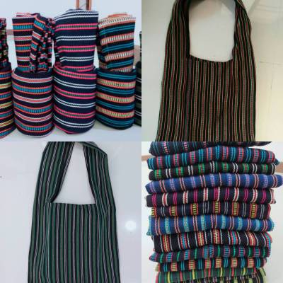 กระเป๋าย่าม (2 ใบ) หลากสี(ใช้เป็นถุงผ้า ลดโลกร้อน)ทอมือ ภูไท ถง bag(44x75 ซม.)(ผลิตภัณฑ์พื้นบ้านภูมิปัญญาไทย)