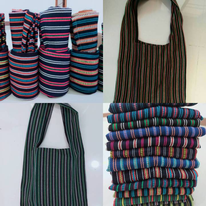 กระเป๋าย่าม-10ใบ-หลากสี-ใช้เป็นถุงผ้า-ลดโลกร้อน-ทอมือ-ภูไท-ถง-bag-44x75-ซม-ผลิตภัณฑ์พื้นบ้านภูมิปัญญาไทย