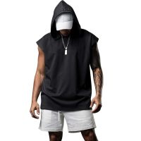 New Mens Fitness Pullover Sports Casual Tank Top Sleeveless Hooded Vest Loose Top
