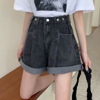 【hot】 Cotton Denim Shorts Female Straight Loose Short Jeans Wide-leg Streetwear  Ladies