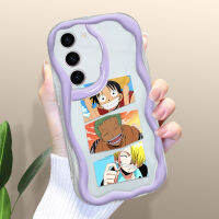 ฟันปลาสำหรับ Samsung S23 S23 5ก. + S23อัลตร้า5ก. เคสโทรศัพท์ลายการ์ตูน5ก. พร้อมกรอบป้องกันซิลิโคนนิ่มขอบเนื้อครีมและหยัก