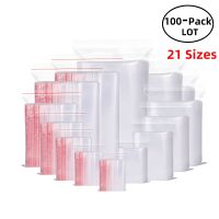 【LZ】┇♨☁  100 unidades/pacote resealable zip lock sacos auto selo claro plástico poli saco de armazenamento de alimentos pacote reclosable vácuo fresco organizar saco