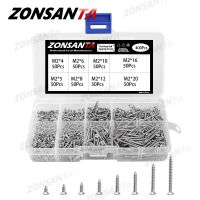 ZONSANTA 400Pcs M2 Cross Flat Head Self Tapping Screw Assortment Kit Wood Thread Nail Screw Sets DIY Countersunk Head Smal Scres Screw Nut Drivers