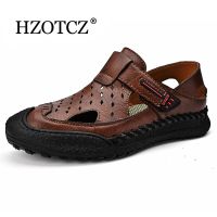 Genuine Leather Mens Sandals Classic Summer shoes for Men Handmade Big Size 38-46 Soft Outdoor Men Roman Sandals