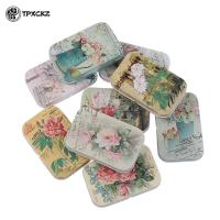 1PC Vintage Flower Printing Mini Tin Box for Jewelry Wedding Favor Metal Candy Box Decorative Storage Boxes Gift Home Storage Boxes