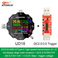 UD18 for APP USB 3.0 Type-C PD DC5.5 5521 Voltmeter ammeter voltage current meter battery charge measure cable resistance Tester