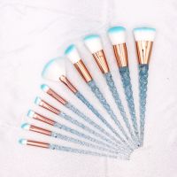 10Pcs/set Blue Unicorn Makeup Brushes Set Powder Eyeshadow Foundation Lip Brush Crystal Make up brush Kits maquiagem Makeup Brushes Sets