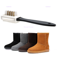 huannuo แปรงทำความสะอาด3ด้านสำหรับหนังนิ่ม nubuck Shoes BOOT CLEANER