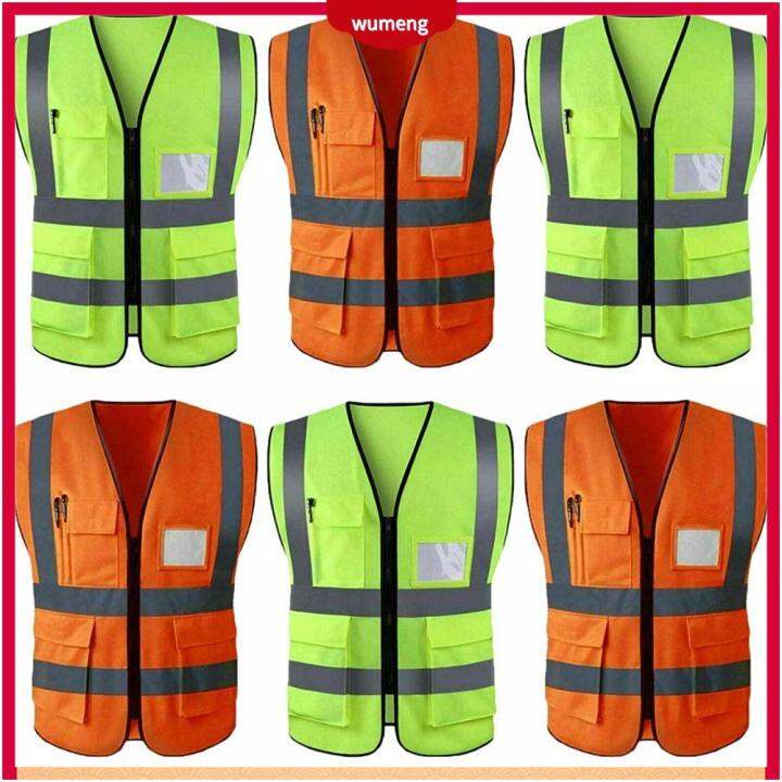 WUMENG Yellow Orange Jacket Waistcoat Security Safety Stripes Warning ...