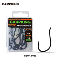 CARPKING ตะขอปลาคาร์พเหล็กกล้าคาร์บอนสูงเคลือบ PTFE 10ชิ้นตกปลาคาร์พตะขอคมป้องกันสนิมตะขอที่ดีสำหรับอุปกรณ์ตกปลา