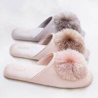 Tassel Hairball Slippers Ladies Flat Shoes Luxury Slides