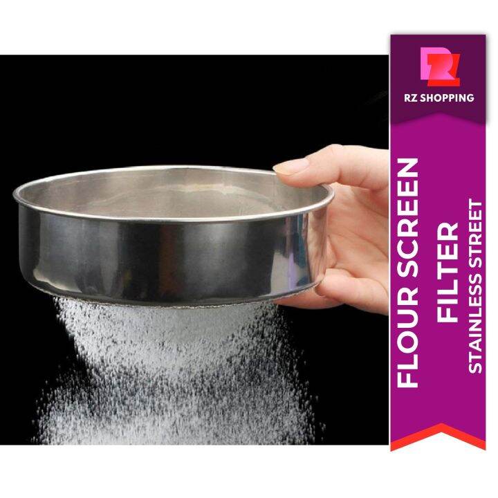 Stainless Steel Baking Flour Sieve 30 Mesh Double Layer Strainer Sifter