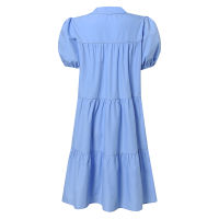 ZANZEA Women Casual Short Sleeve Button Up Mini Shirt Dress