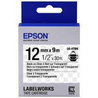 Epson เทปพิมพ์อักษร 12 มม. สีดำพื้นเทปใส รุ่น LK-4TBN