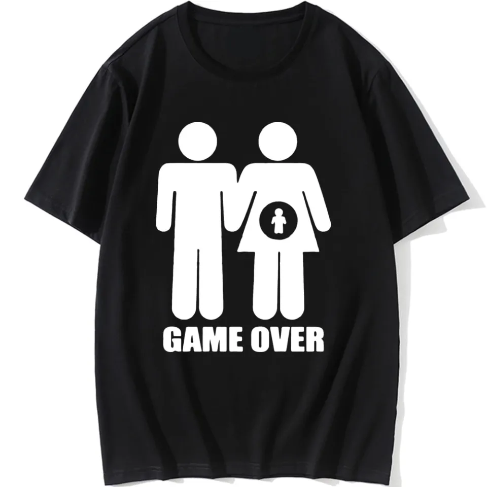 Game Over Shirt Men Bride Top Groom Bachelor Clothing Funny Bachelorette  Party T Shirts Meme T-Shirt Summer Husband T-shirt