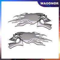 1Pair New Car Motorcycle Tank Sticker Decals 3D Carbon Fiber Devil Skull Logo Protect Fuel Tank Pad moto Racing Accessories