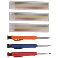 3Pcs Carpenter Pencils, Grease Pencil and 18Pcs Refill for Wood Markers, Drawing, Scriber and Architect