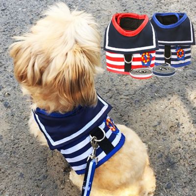 Dog Leash Chest Harness Set Navy Style Vest Soft Breathable Walking Leash Harnesses Dog Chain Puppy Small Medium Dog Supplies Leashes