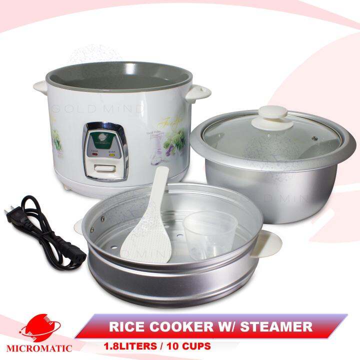Micromatic Rice Cooker with Steamer 1.8L (8 to 10 person) Gold Mind