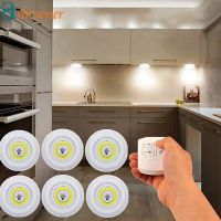 3W Super Bright Cob Under Cabinet Light LED Wireless Remote Control Dimmable Wardrobe Night Lamp Home Bedroom Kitchen Nightlight Night Lights