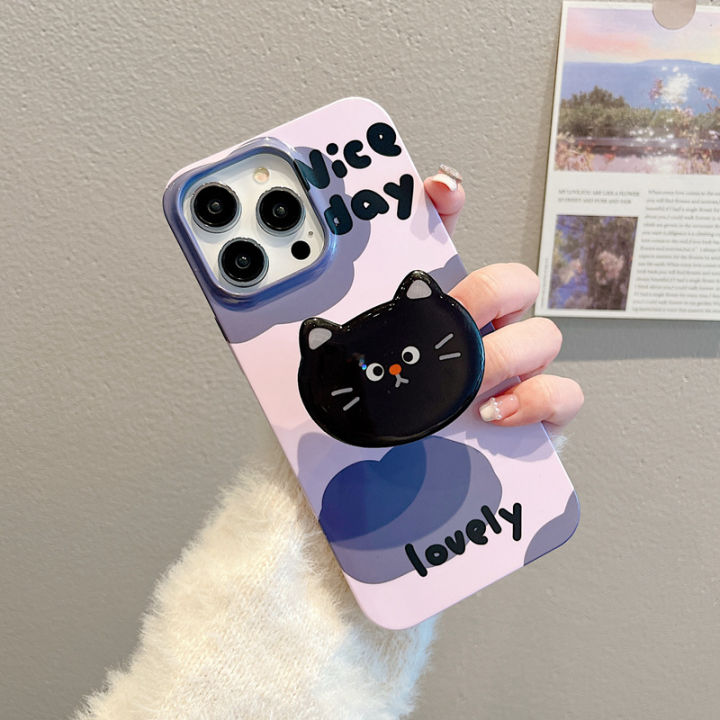 เคสโทรศัพท์-cloud-cat-สำหรับ-iphone13promax-เคส-filling-ใหม่สำหรับ-iphone14pro-black-cat-holder-สำหรับ-iphone12-cartoon-purple-case-สำหรับ-iphone11promax