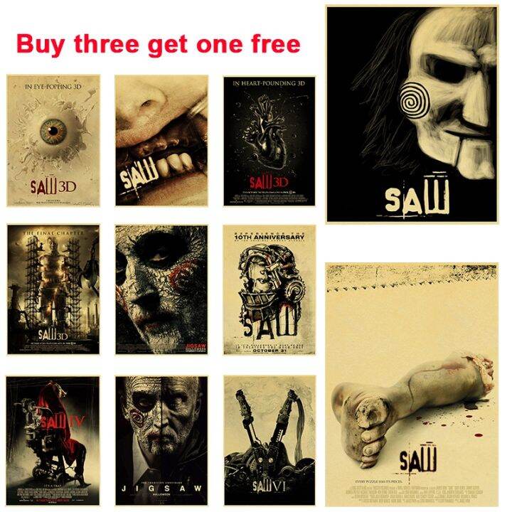 【HOT】 Buy Get Four Horror Movie Saw Posters Paper Tavern Room Study ...