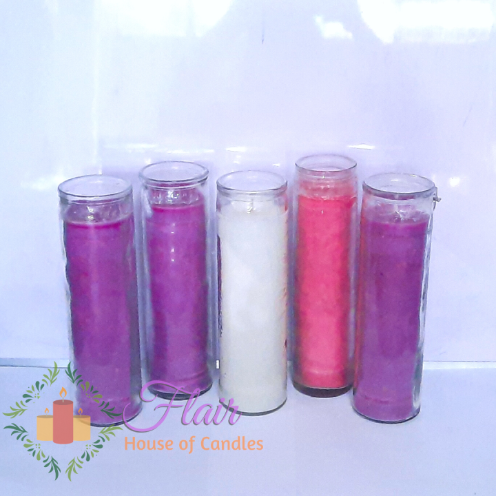 Flair Advent Candle Altar Prayer Candle Smokeless Long Glass Candle (100hrs burn time) 21cm tall