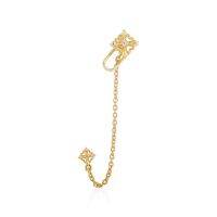 ake ake Rituals Cross Ear cuff with Stud - Left - 24 Karat Gold เงินแท้ 925 แกะมือขัดเงาพิเศษ ชุบทองคำแท้ 24 กะรัต ฝังคริสตัล**สำหรับหูข้างซ้าย **ขายเป็นชิ้น/ข้าง