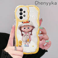 Chenyyka เคสเนื้อครีมกาแล็คซี่ A22 4G A22 5G A23 A21s ลายการ์ตูนเป็ดน้อยเด็กผู้หญิงตัวเล็กน่ารักลายคลื่นเคสโทรศัพท์โปร่งใสนิ่มกันกระแทกเคสใสซิลิโคน