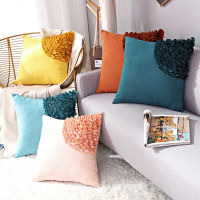 Handmade Car Flower 3D Craft Pillowcase Nordic Sofa Pink Green Blue Cushion Cover Suede Pillowcase Living Room Bedroom Pillow