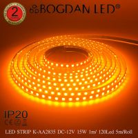 LED STRIP, K-AA2835-120-YELLOW DC-12V IP20 120LED/1เมตร 15W/1เมตร BOGDAN LED แอลอีดีไฟเส้น เหลือง YELLOW 600LED/5เมตร 75W/5เมตร ไฟริบบอนแอลอีดี