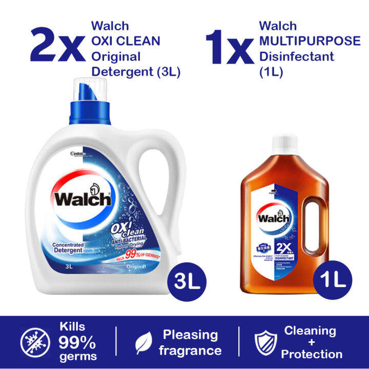 Walch Oxi liquid Laundry Detergent Original (3L x2 bottles) Multi